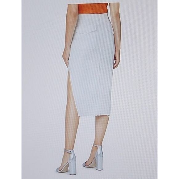 Sam Edelman Maribelle White Denim Midi Skirt Raw Hem Side Slit NWT 27 - Picture 3 of 15